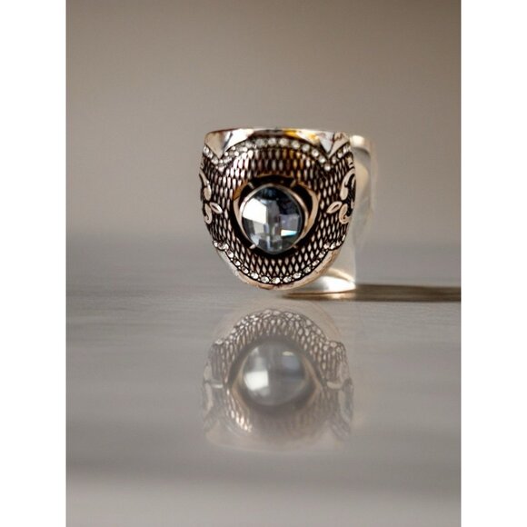 Brighton Jewelry - Brighton Love Padlock Ring, Silver Finish, Swarovski Crystals J61982 Size 8